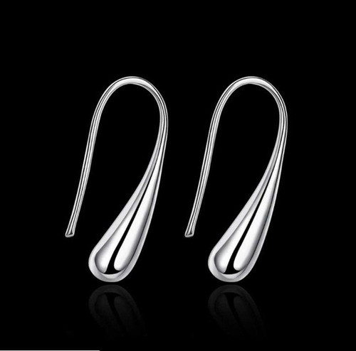 Plata 925 Pendientes Mujeres Agua Gotitas Simple Elegante Re 1