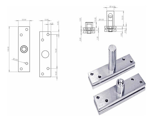 Dobradiça Para Porta Pivotante Até 150 Kg Inox Mahler 1