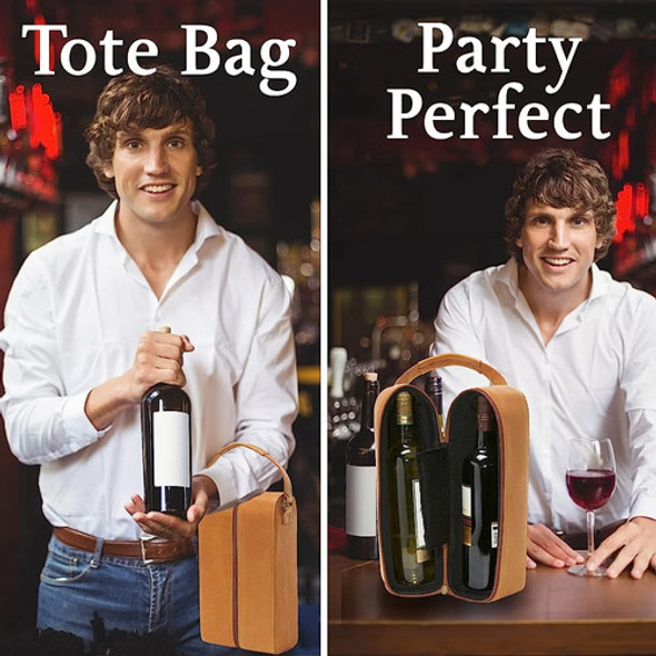 ~? Le Donne Leather Wine Bottle Carrier - 2 Botellas Portabl 1