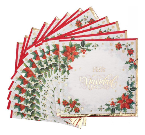 Party Store - Servilletas Flor De Navidad X 12 Unid Fiesta 0