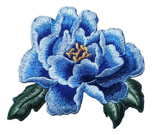 Azul Real Peônia Rosa Bordado Flor Remendos Sacos Costurar 0