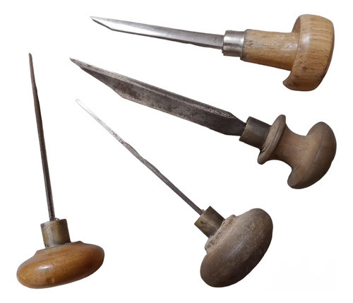 Set De 4 Buriles Joyería Orfebrería Con Cabo De Madera 0