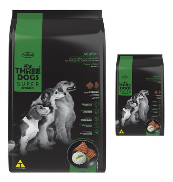 Three Dogs Super Adultos 17+3kg Con Regalo 0