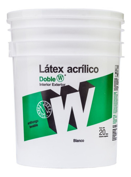 Pintura Látex Acrílica Exterior Interior 20 Litros Doble W 0