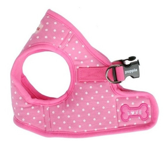Puppia Dotty Arnés Chaleco Forrado Rosa Con Puntos Hermoso 0