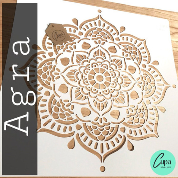 Stencil Mandala 50x50 Mathura Pared Tela Piso Muebles Deco 1