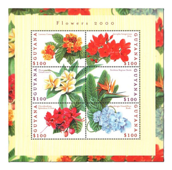 2000 Flora- Flores Diferentes- Guyana (bloque) Mint 0