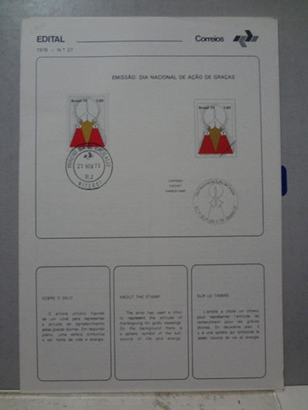 Edital 1978 Fdc  Nº 26 / 27 / 28 / 29 Com Carimbo 1