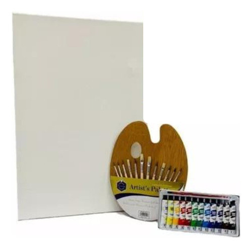 Arte En Bastidor Pinturas Al Oleo Paleta 12 Pinceles 0