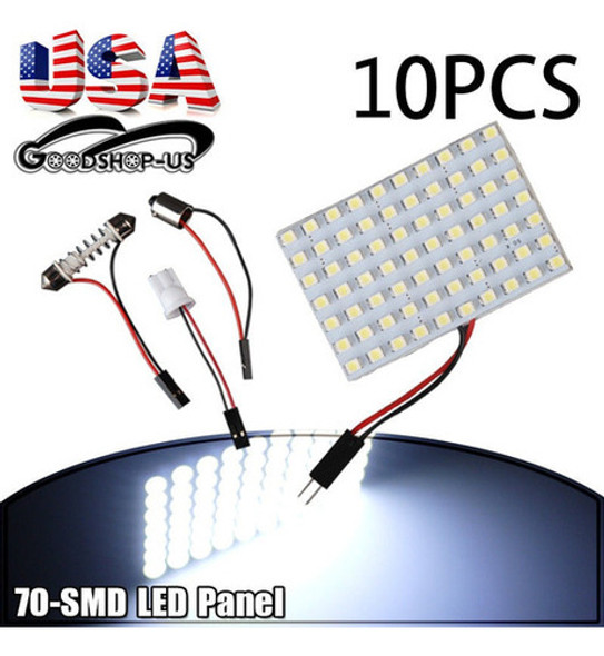 10pcs Blanco Adorno T10 Ba9s Adaptador Y Panel 70smd Domo Ma 1