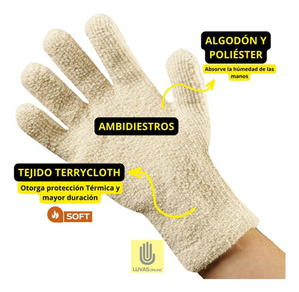 Guantes Terrycloth  Algodon Liviano Por 12 Pares T9 1