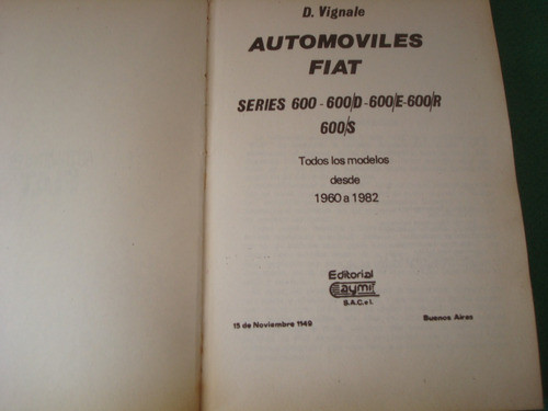 Manual Automovil Fiat 600 Usado Con Pla.electrico Originales 1