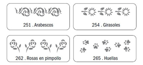 4 Stenciles Plantillas Decorativas Eq Arte De 4,5 X 17 Cm 0