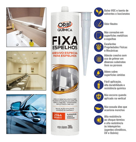 6 Cola Espelho Adesivo Especial Fixador De Vidro Orbi 350g 1