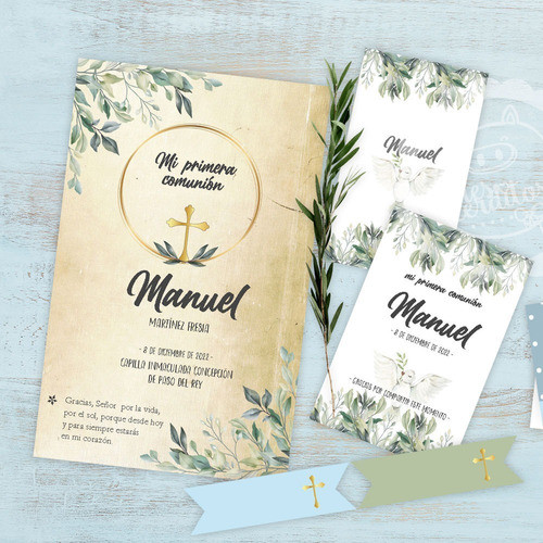Kit Imprimible Comunión Varón Vintage Textos Editables! 0