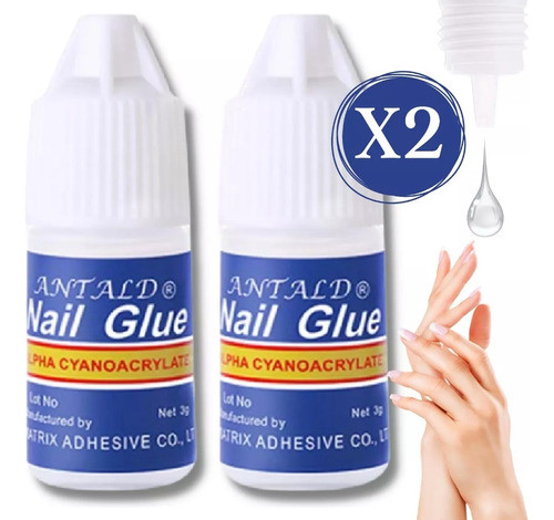 Pegamento X2 Nail Glue Uñas Postizas Tips Strass Gotero Rojo 1