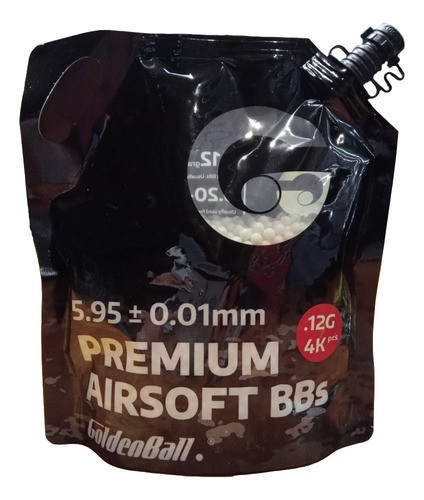 Balines Airsoft 6mm Golden Ball 4000bbs 0,12g Bolsa Con Pico 0