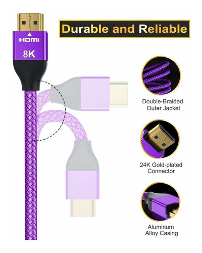 2 Cables Hdmi 2.1 8k Certificado 3mt Hdcp 2.3 Basesailor -gg 1
