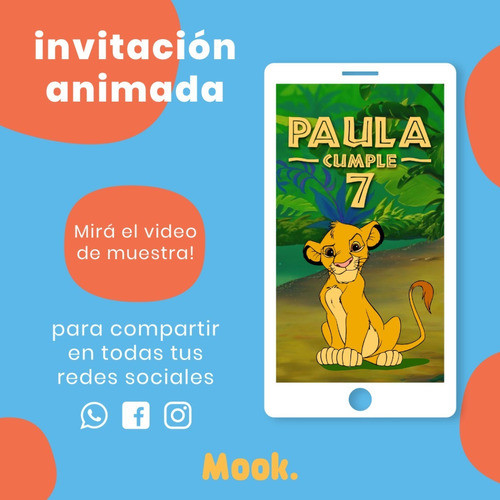 El Rey León Invitación Animada En Video 1