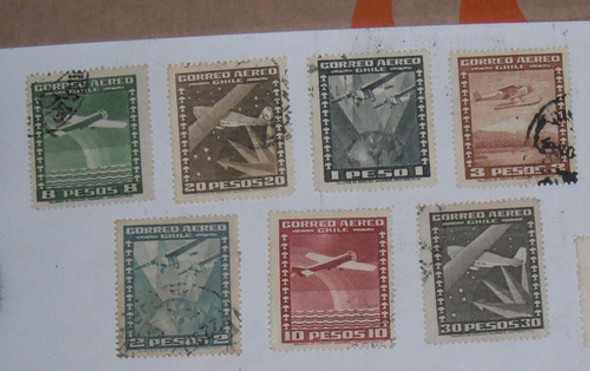 7 Selos Antigos Chile  -  Avioes -  1940 0