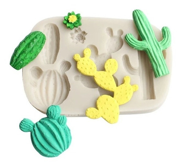 Molde De Silicone 4 Cactos Para Decorar Confeitaria 0