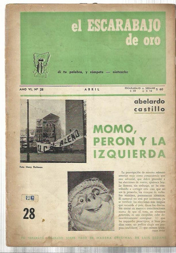 El Escarabajo De Oro Año 6 Nr 28 Abril 1965 Peronismo S/sep 0