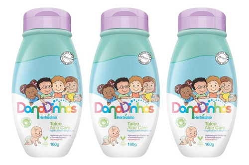 Talco Herbissimo Danadinhos Aloe Care 160g - Kit Com 3un 0