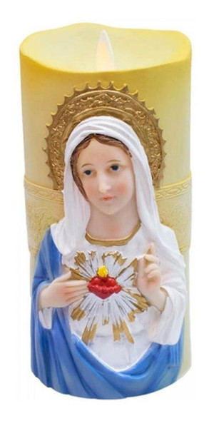 Vela Led Luminária Sagrado Coração De Maria 17.5cm Resina 0