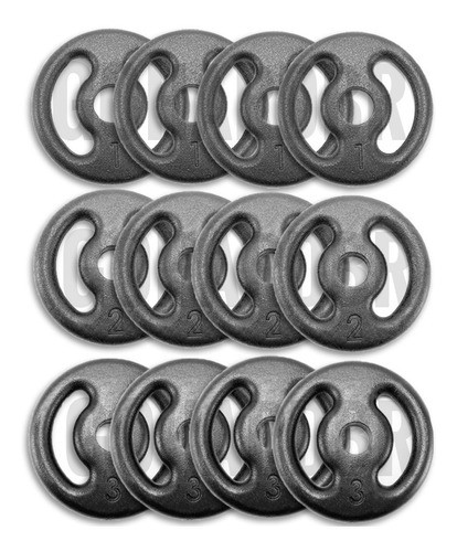 Kit Anilhas Vazada Pintada C/ 24kg Musculação 0