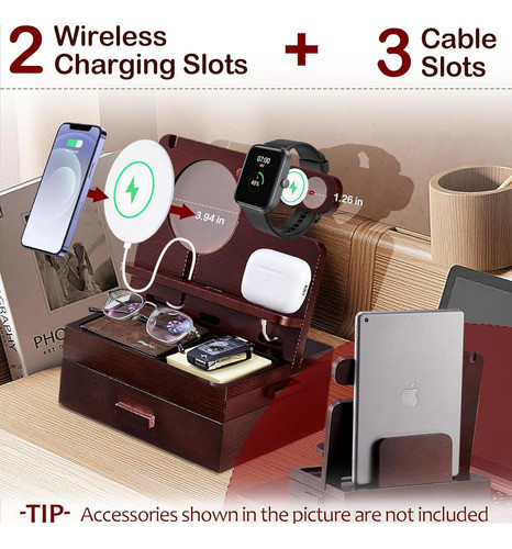 Md Madoats Estación De Acoplamiento Para Teléfono De Madera, 1