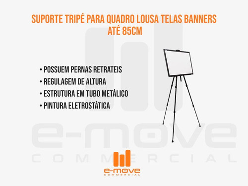 Suporte Com Tripé Para Quadro Lousa Telas Banners Até 85cm 1