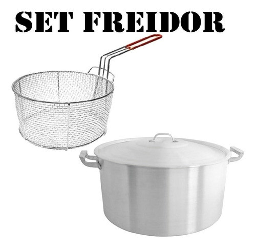 Set Cacerola Aluminio Gastronomica 28 Cm + Canasto Freidor 0