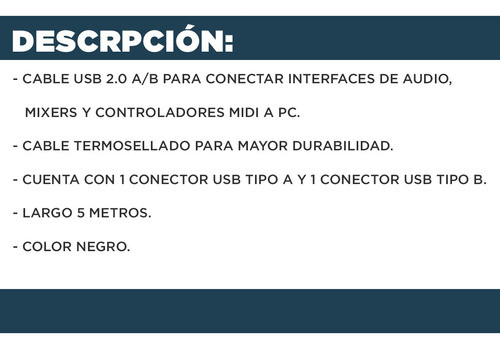 Cable De Audio Usb A/b T/impresora 5 Mts Negro 1