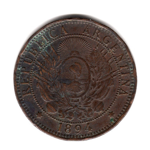 Moneda Argentina 2 Centavos Patacon Año 1894 Cobre 0