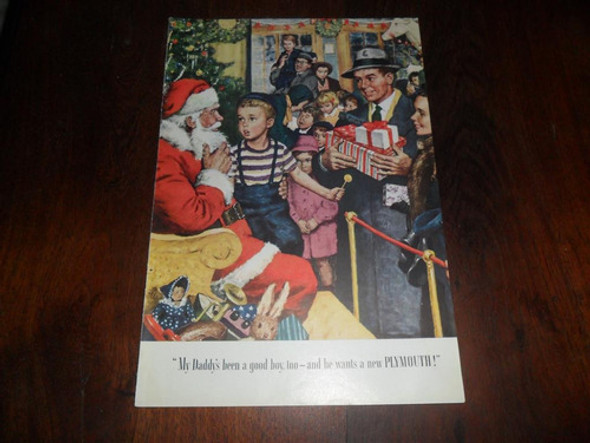 Antigua Publicidad 1949 Plymouth Navidad Papa Noel 0