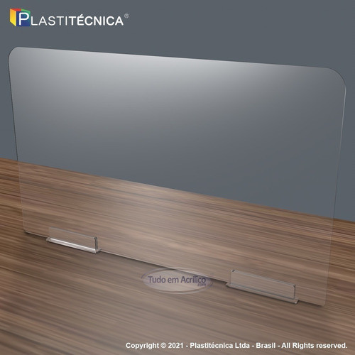 Divisória De Mesa Em Acrílico Puro - 60x50cm X 3mm + 2 Bases 0