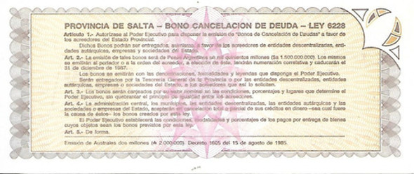 Ec# 007 Bono Salta $a 500 Resellado 50 Centavos Unc Palermo 1 Ec# 007 Bono Salta $a 500 Resellado 50 Centavos Unc Palermo 1