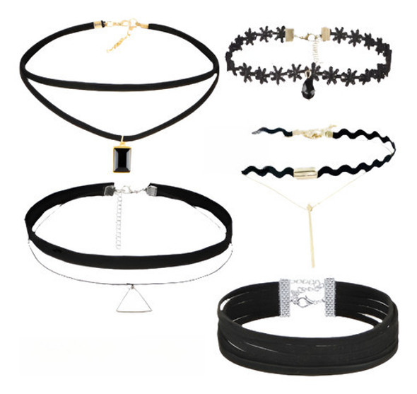 10pcs Conjunto Encaje Terciopelo Gargantilla Babero Collar C 1