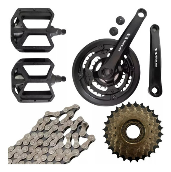 Kit 21 Marchas Pedivela Pedal Catraca Corrente Bike 26 Ou 29 0