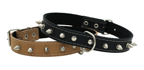 Coleira Reforçada Com Spike Preto Forro Vermelho N 6 0