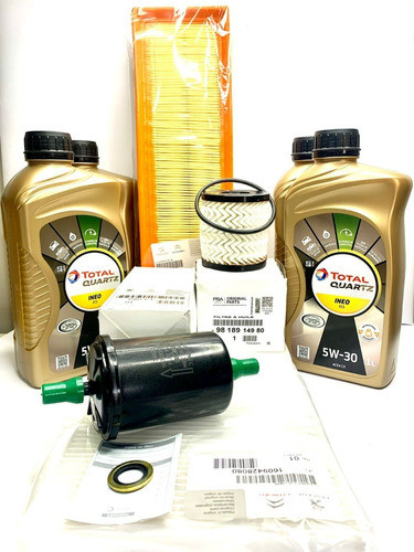 Kit Troca De Óleo Original Com Filtros Peugeot 1.4 1.5 1.6 0