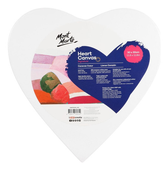 Bastidor Entelado 380g Sin Acido Mont Marte Corazon 40cm 0