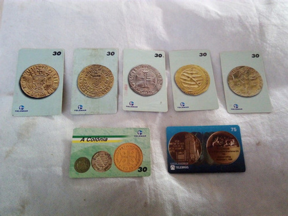 7 Cartões Telefónicos Tema Moedas 0