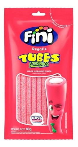 Fini Regaliz Tubes Frutilla Acido 80g 0