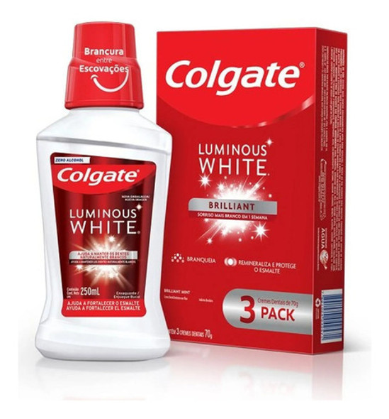 Colgate Luminous C/3 Un. + Enjuague Bucal + Envio 0