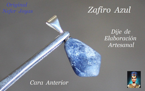 Zafiro Azul Original De Sri Lanka Dije Engarce Plata Y Acero 1
