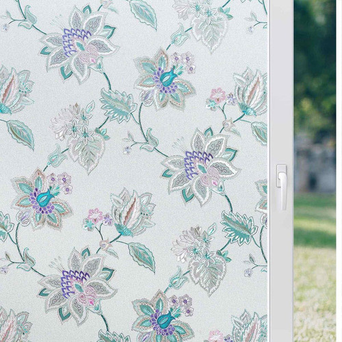 Vinilo Para Vidrio Rabbitgoo Esmerilado Con Flores 90x200cm 0