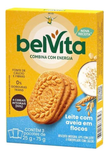 Kit C/3 Biscoito Belvita Leite E Aveia 75g 1