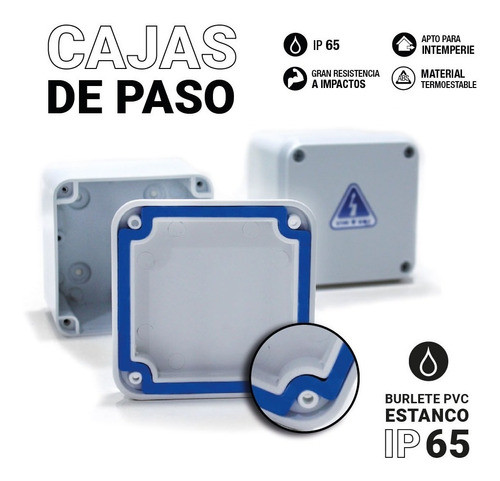 Caja De Paso Estanca Plastica Pvc Exterior 90x90x75mm X Unid 1