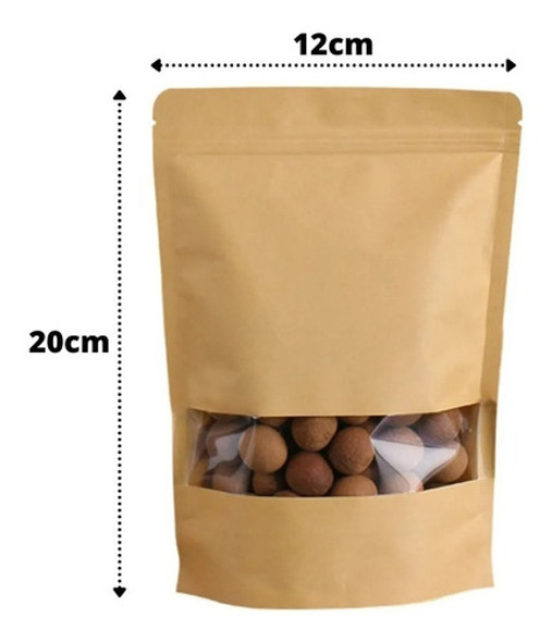 Saco Zip Kraft Visor Stand Up Pouch 12x20 C/100 Unid. Fosco 0